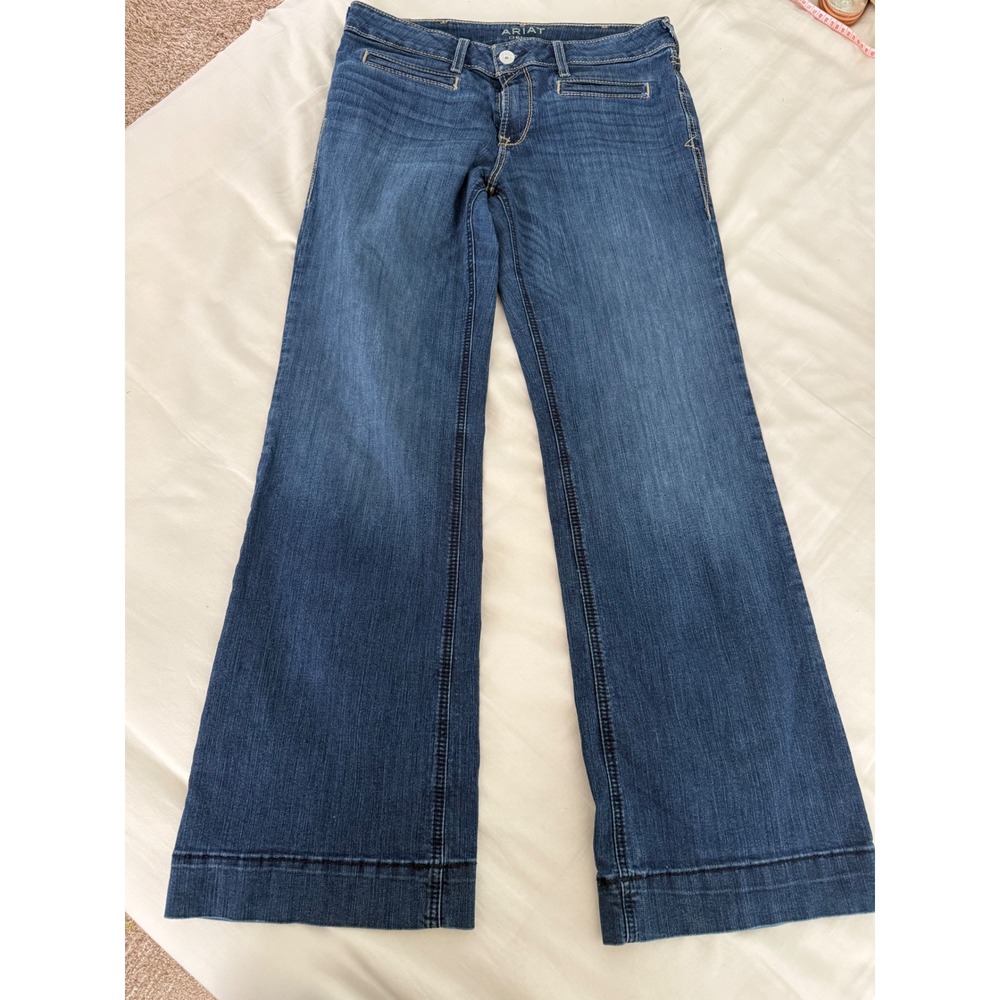 Ariat Trouser Jeans Womens 32R Wide Leg Western Cowgirl Denim - Picture 2 of 10